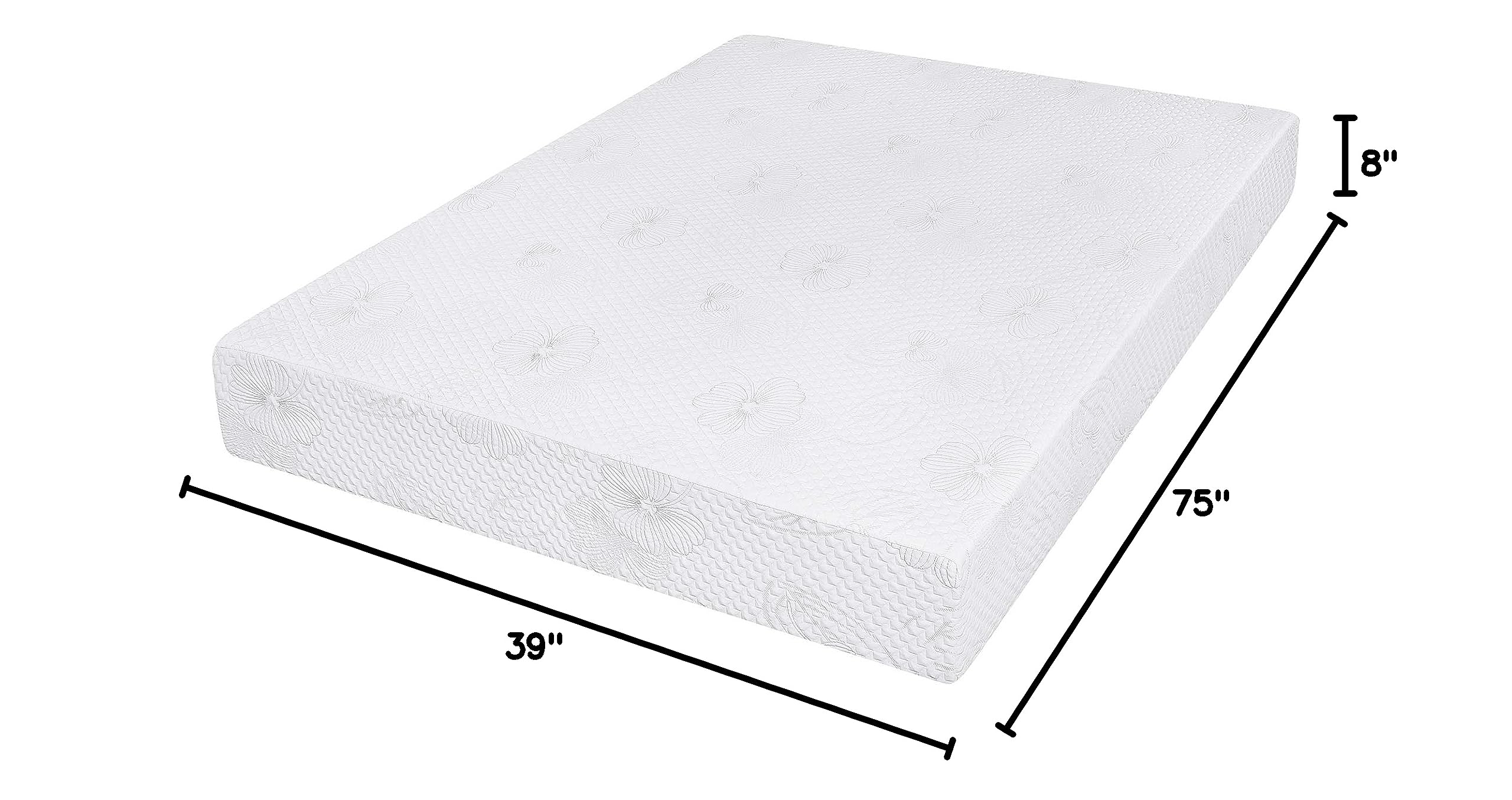PrimaSleep 8 in Solar Memory Foam, Twin,White Mattress