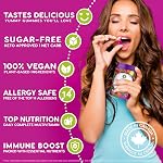 NUTRAMIN Canadian Daily Vegan Keto Multivitamin Gummies Vitamin C, D2, and Zinc for Immunity, Plant-Based, Sugar-Free, Nut-Free, Gluten-Free, Vitamin A, B, B6, B12 & More 90 Count, 45 Day Supply