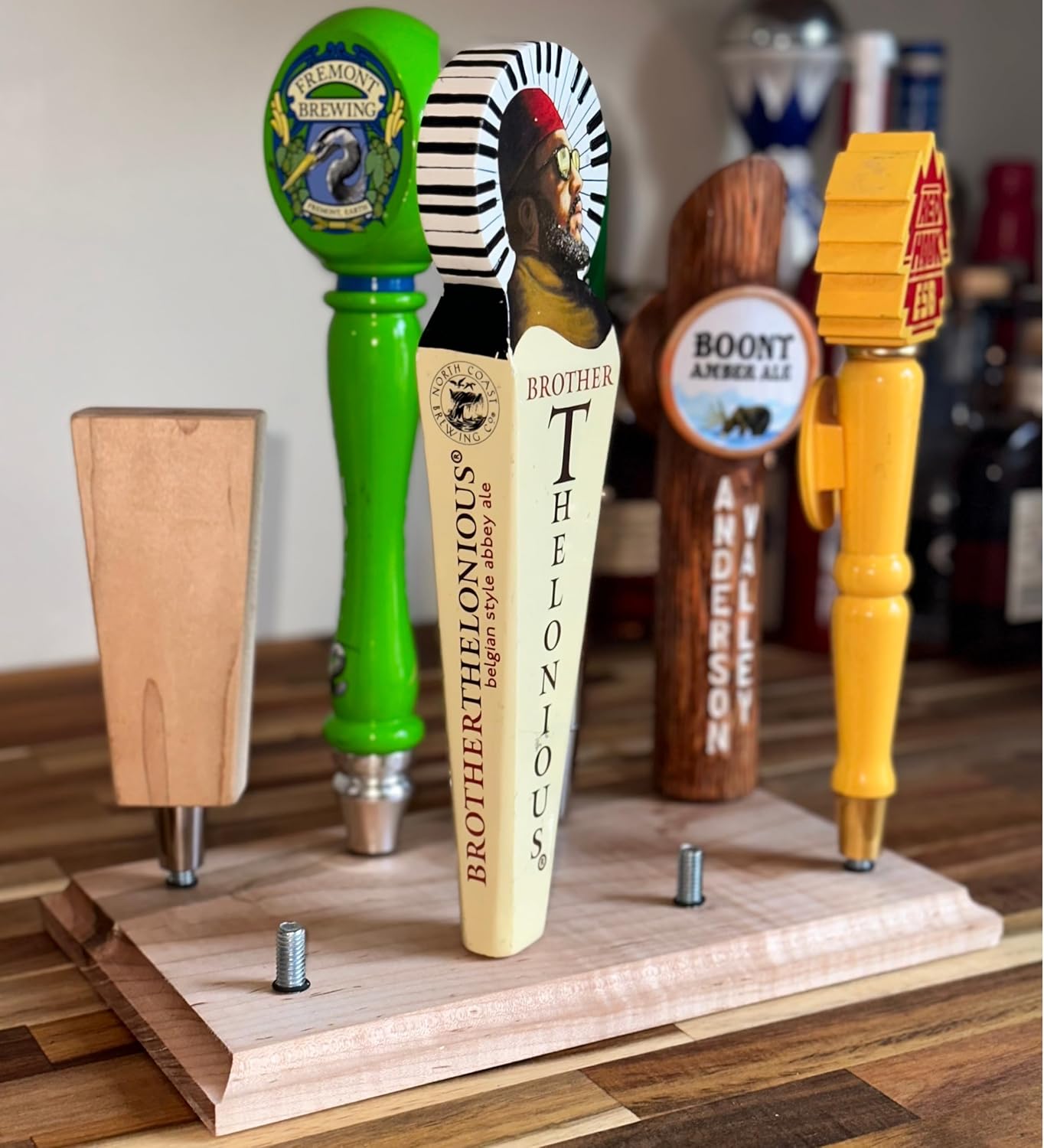 Beer Tap Handle Display Holder - Handmade in USA Solid Maple | Mineral Oil Finish | Tap Stand Holds 8 Tap Handles