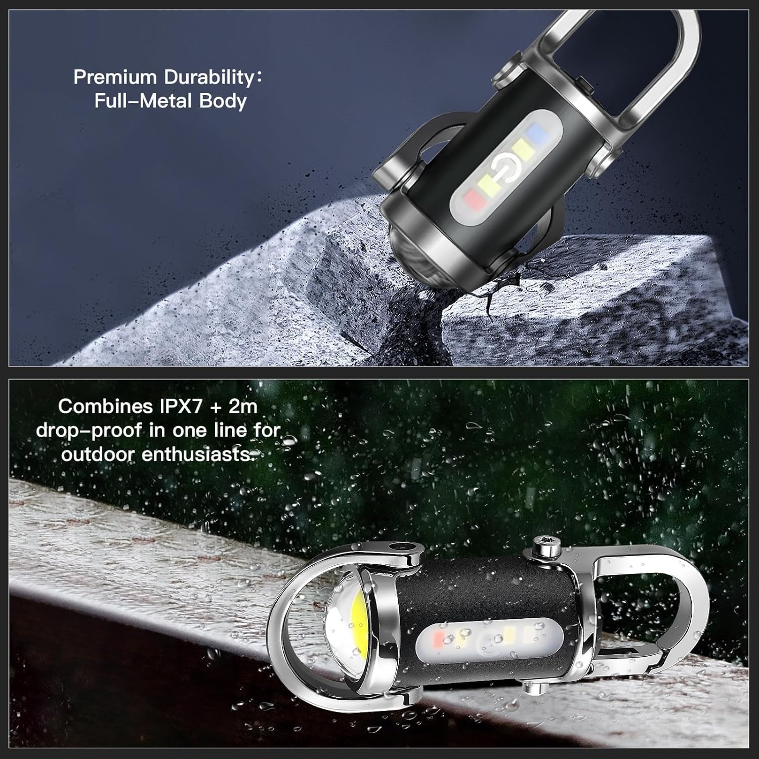 3-in-1 Emergency Keychain Flashlight, 500 Lumens Rechargeable EDC Torch with Red Blue Strobe, 1000mAh USB-C Charging, IPX7 Waterproof Portable Mini Flashlight for Outdoor, Travel & Emergency — Amazon image 7