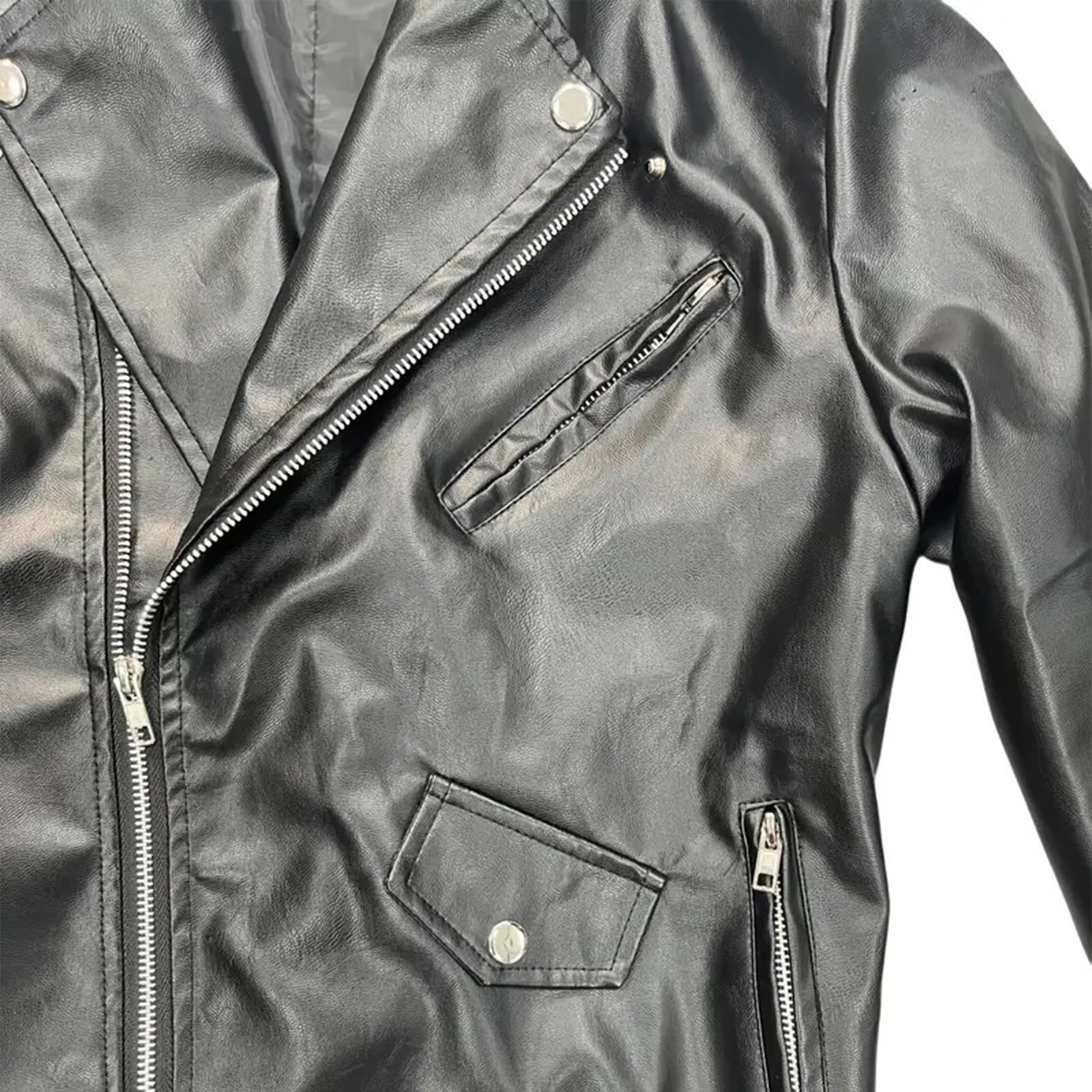 Generisch Lederjacke Herren Bomberjacke Bikerjacke Leder Herrenjacke Motorrad Übergangsjacke mit Reißverschluss Jacken Vintage Kunstlederjacke Große Größen Motorradjacke Männer Bomber