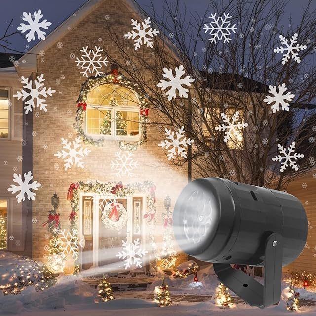 Jsdoin Christmas Projector Lights LED Christmas Decorative Lights Moving Rotating Snowstorm Landscape Lamp Spotlight Halloween Christmas Holiday Wedding Party Birthday Home Garden Decoration Light