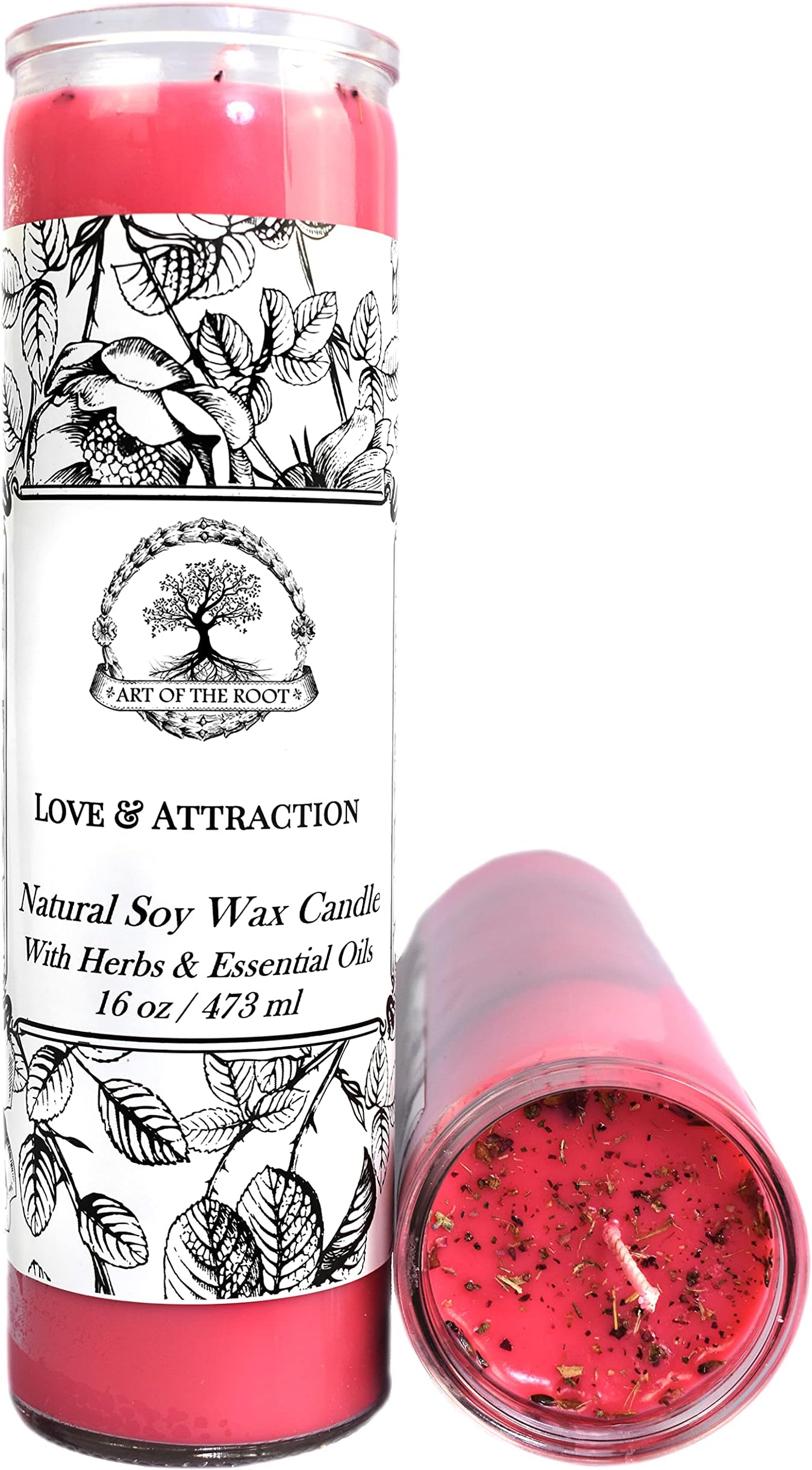 Love & Attraction 7 Day Soy Spell Candle by Art of the Root | Handmade, Natural Soy Wax | Wiccan, Pagan, Conjure & Magick | Relationships, Marriage Proposals & Commitment Rituals