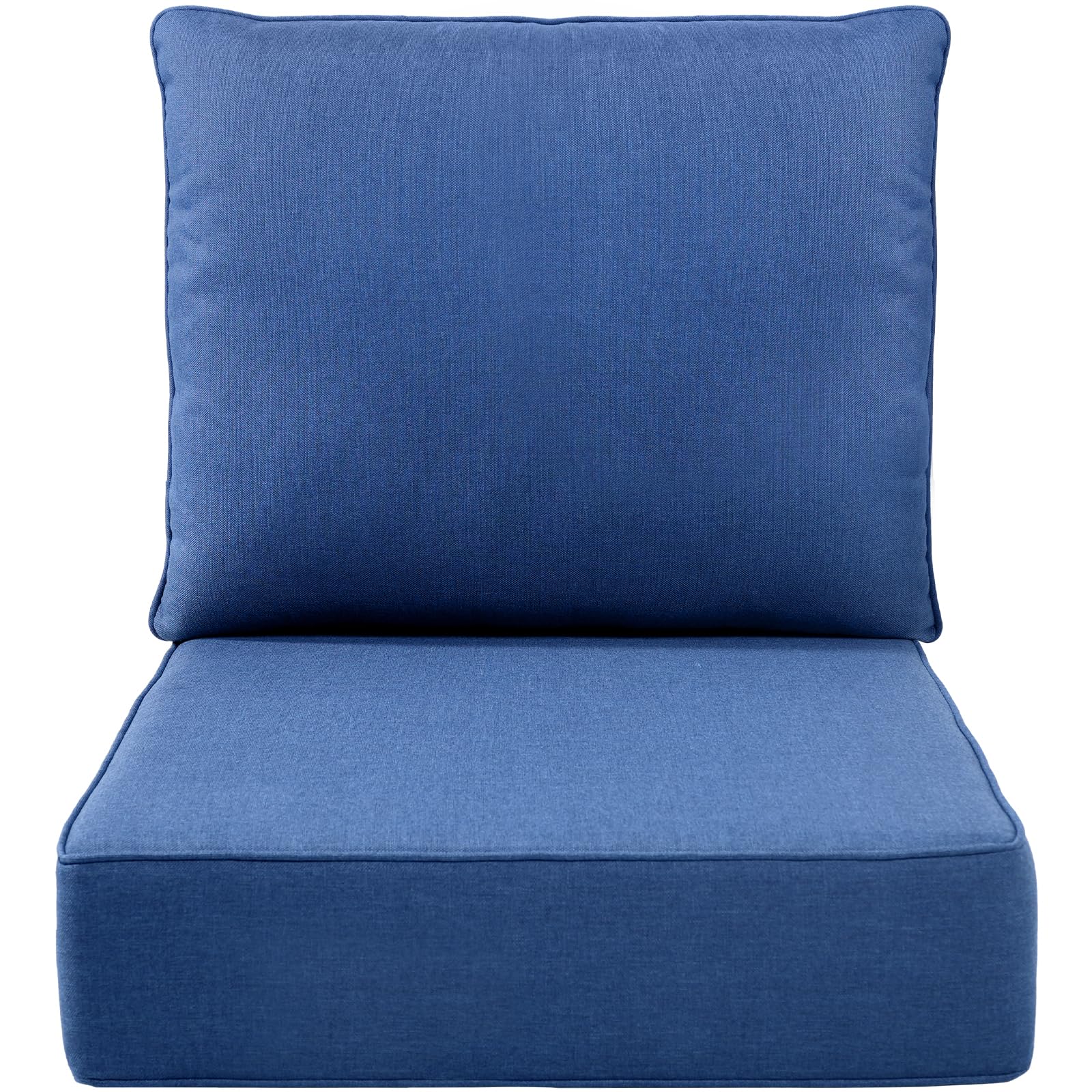Luxury 6" Outdoor Cushions for Patio Furniture, 24x24x6 Thick Seat Cushion Set, Fade Resistant Couch Chair Replacement Cushions High Density Deep Wicker Chair Cushion with Removable Cover, Blue