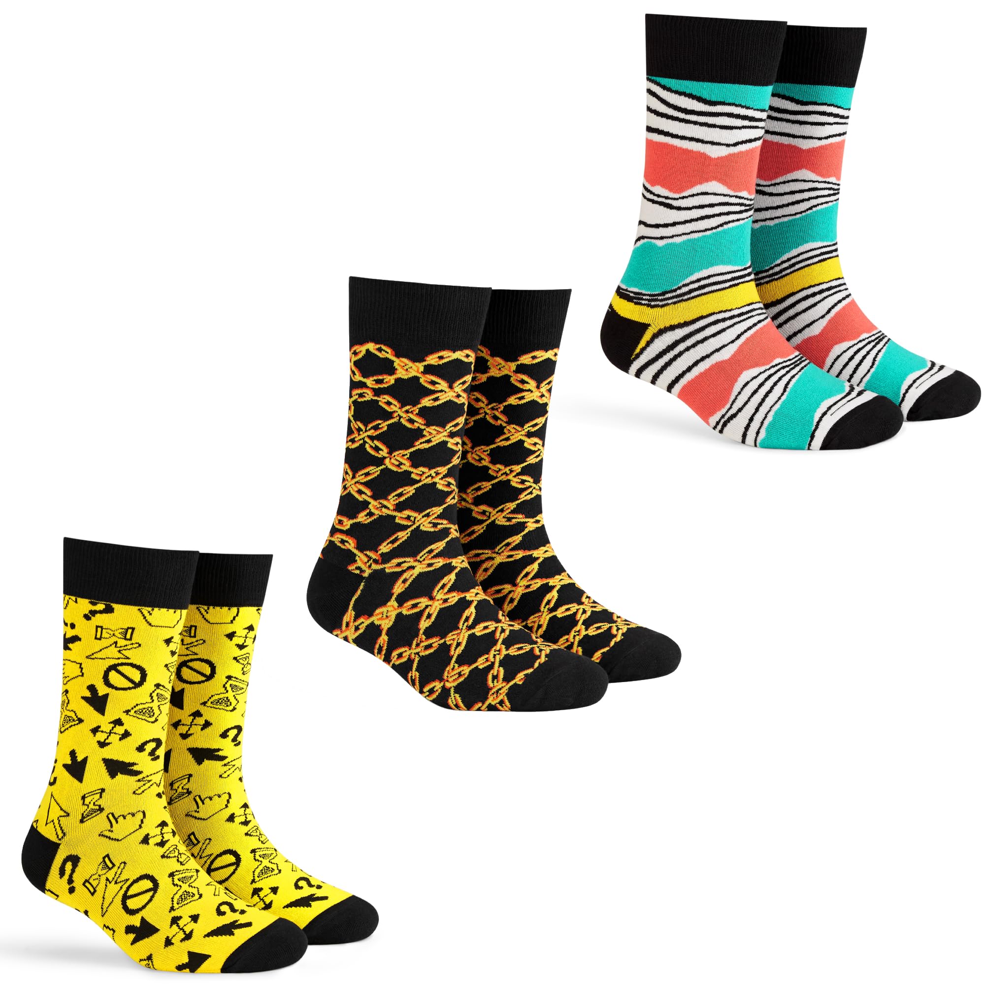 DYNAMOCKS Calcetines largos de algodón peinado para hombre y mujer (paquete de 3) (multicolor, talla única)
