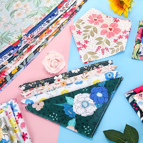 Miniatura 3 de Sweetude 50 unidades de 100 bandanas cálidas florales para perro, para invierno, otoño, flores, triangular, bufanda para cachorros, disfraz