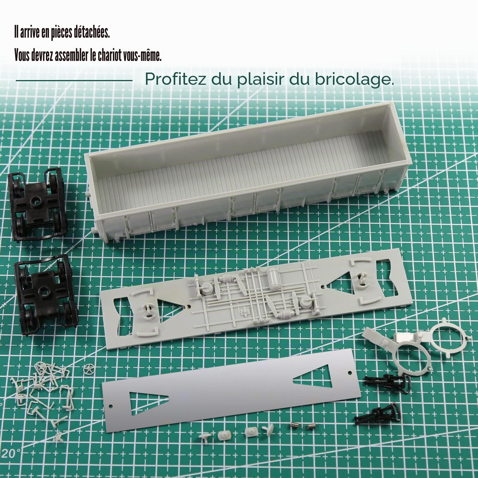 Evemodel Lot de 2 wagons à bord H0 1:87 - Modèle chemin de fer - Wagon - Colle non moulue - Non peint - Non monté