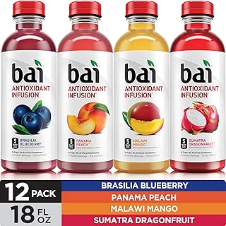 Bai Flavored Water, Rainforest Variety Pack, Antioxidant Infused Drinks, 18 Fluid Ounce Bottles, 12 count, 3 each of Brasilia Blueberry, Costa Rica Clementine, Malawi Mango, Sumatra Dragonfruit - coolthings.us