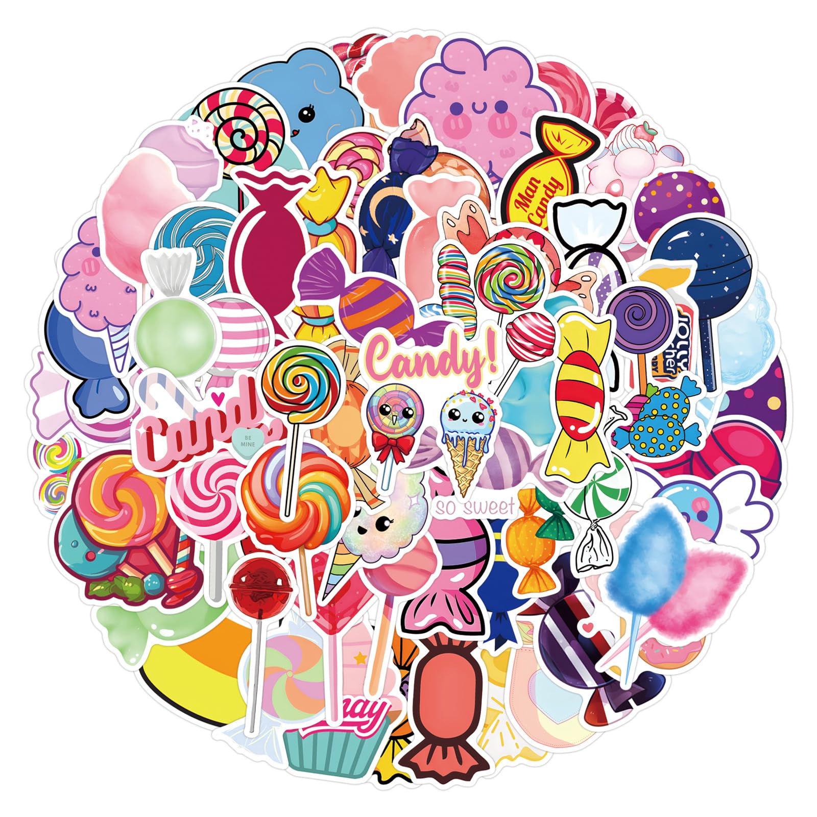 100 Pcs Candy Stickers for Kids Teens Adults Boys Girls Gift,Candy Stickers Pack for Laptop,Skateboard,Luggage,Car,Bike - Image 3