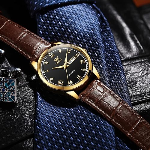 Miniatura 4 de OLEVS Reloj simple para hombre con día y fecha, relojes de cuarzo analógicos de acero inoxidable para hombres, relojes de vestir clásicos con