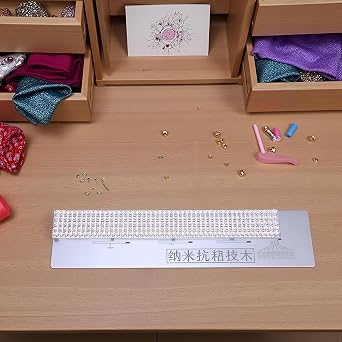 2 Pcs DIY 5D Stainless Steel Ruler, Diamond Ruler for Round Drills, Apply to Handmade Full Drill Mosaic Cross Stitch Embroidery Rhinestones Dotting Accessories (13 * 3cm)