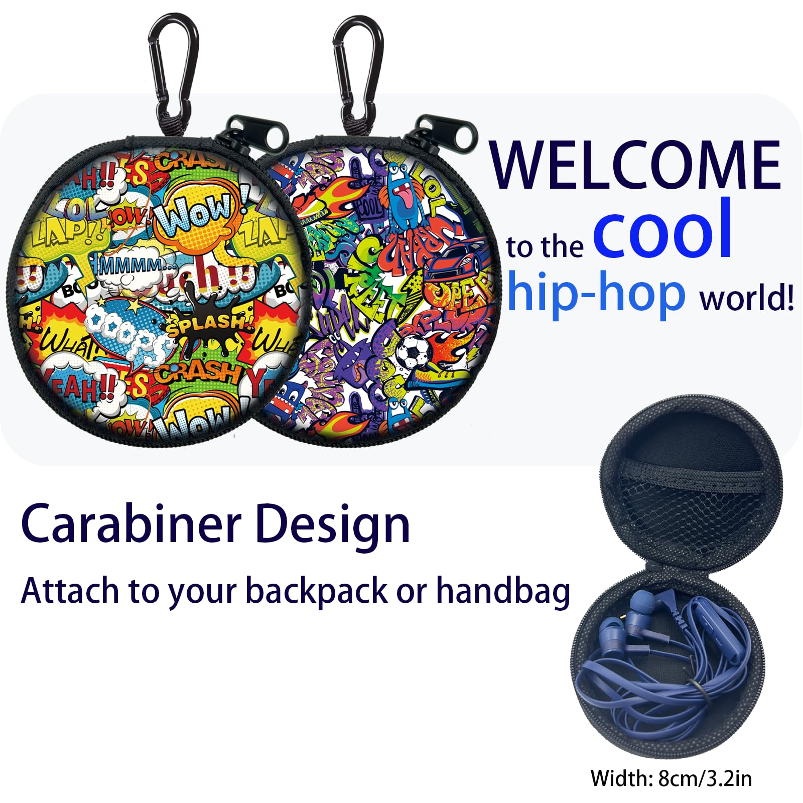 GOGOSINIS 2 Packs of Earbuds Set with Case for Kids for School, Wired Headphones with Case and Small Size Ear Tips, Ear Buds with Cute Case, Earphones for Phone and PC Laptop (Abstracts)