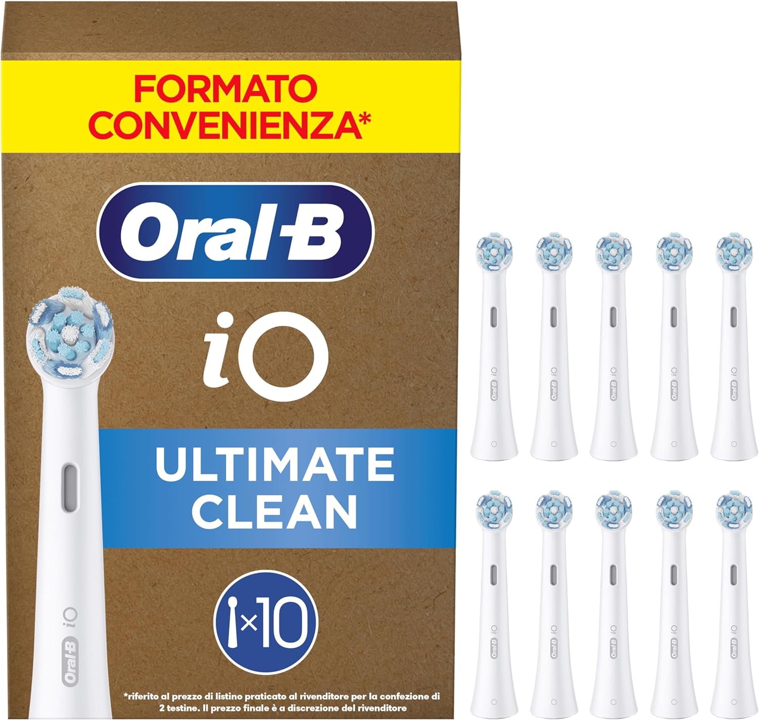 Oral-B Testine di Ricambio iO Series Ultimate Clean Bianche, 10 Testine Oral B per Spazzolino Elettrico, Rotonde Originali, con setole CrissCross per rimuovere la placca