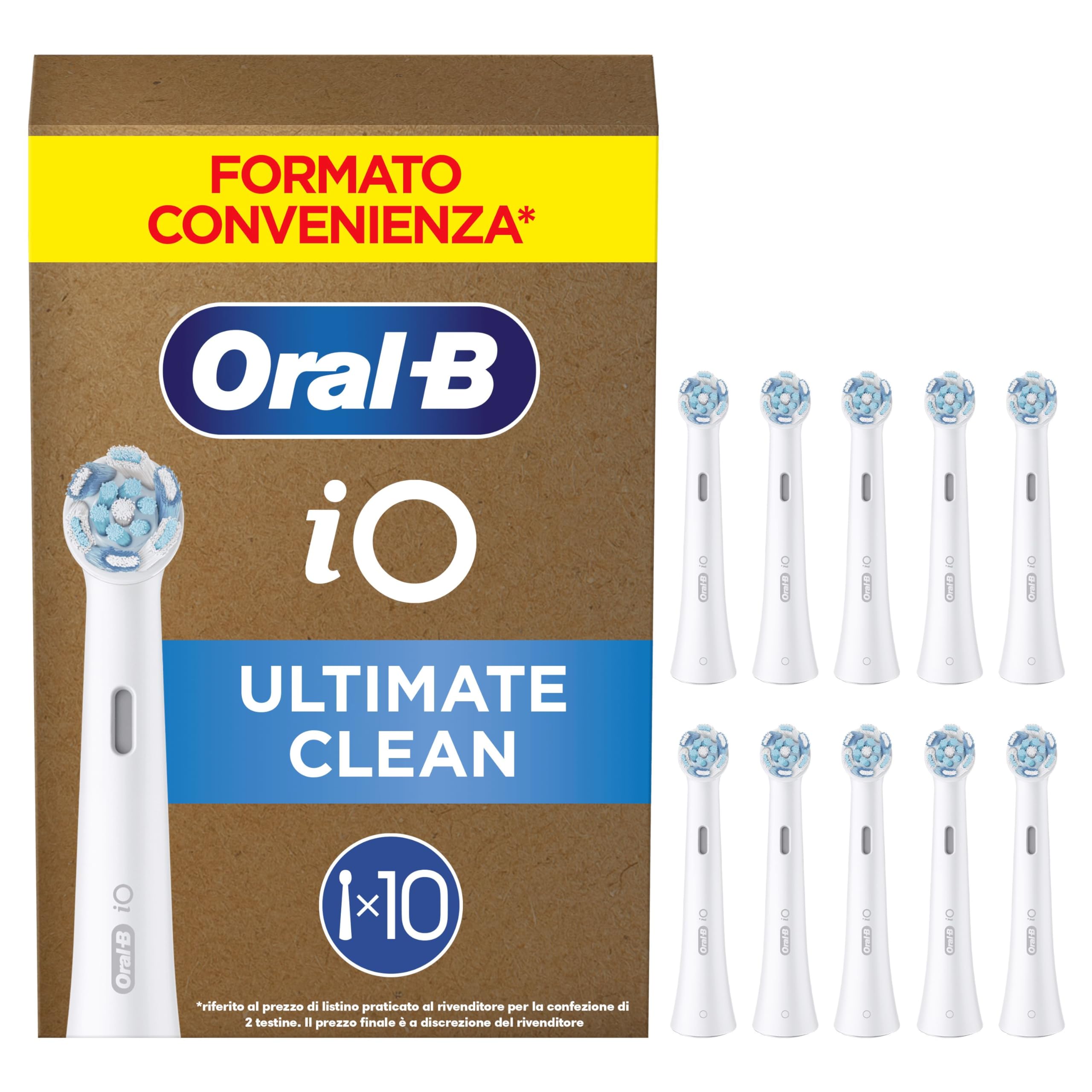 Oral-B iO Series Ultimate Clean White Replacement Brush Heads, 10 Oral B Electric Toothbrush Heads, Original Round with CrissCross Bristles to Remove Plaque