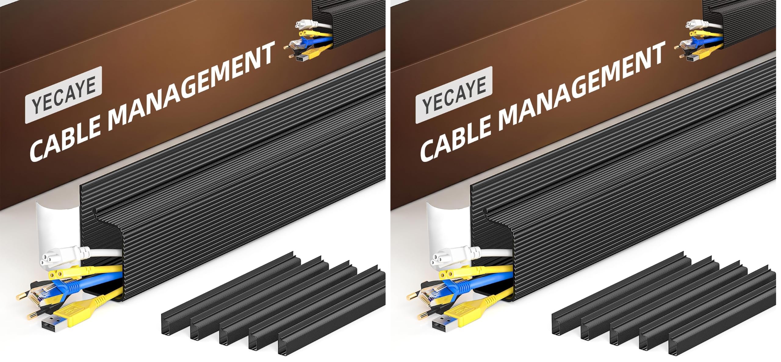 YECAYE 12 Pack Cable Management, Cord Organizer, Cable Organizer, Adhesive Mount Cord Organizer for Desk, No-Drill Desk Wire Management for Home Office, Baby proofing, Black