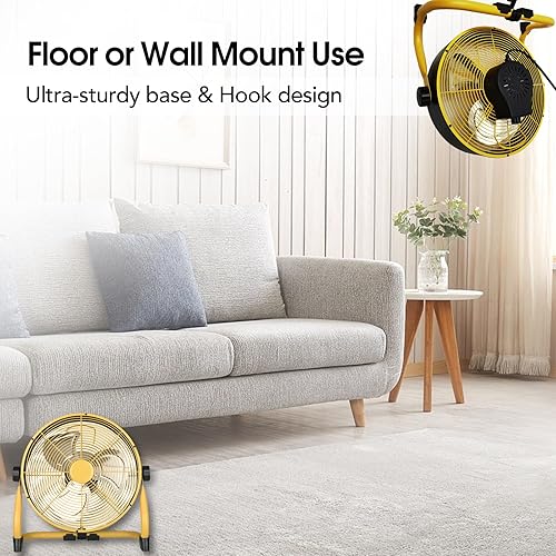 Miniatura 4 de Ventilador de alta velocidad de 12 pulgadas, ventiladores de piso industriales resistentes de 3 velocidades, ventilador portátil con inclinación