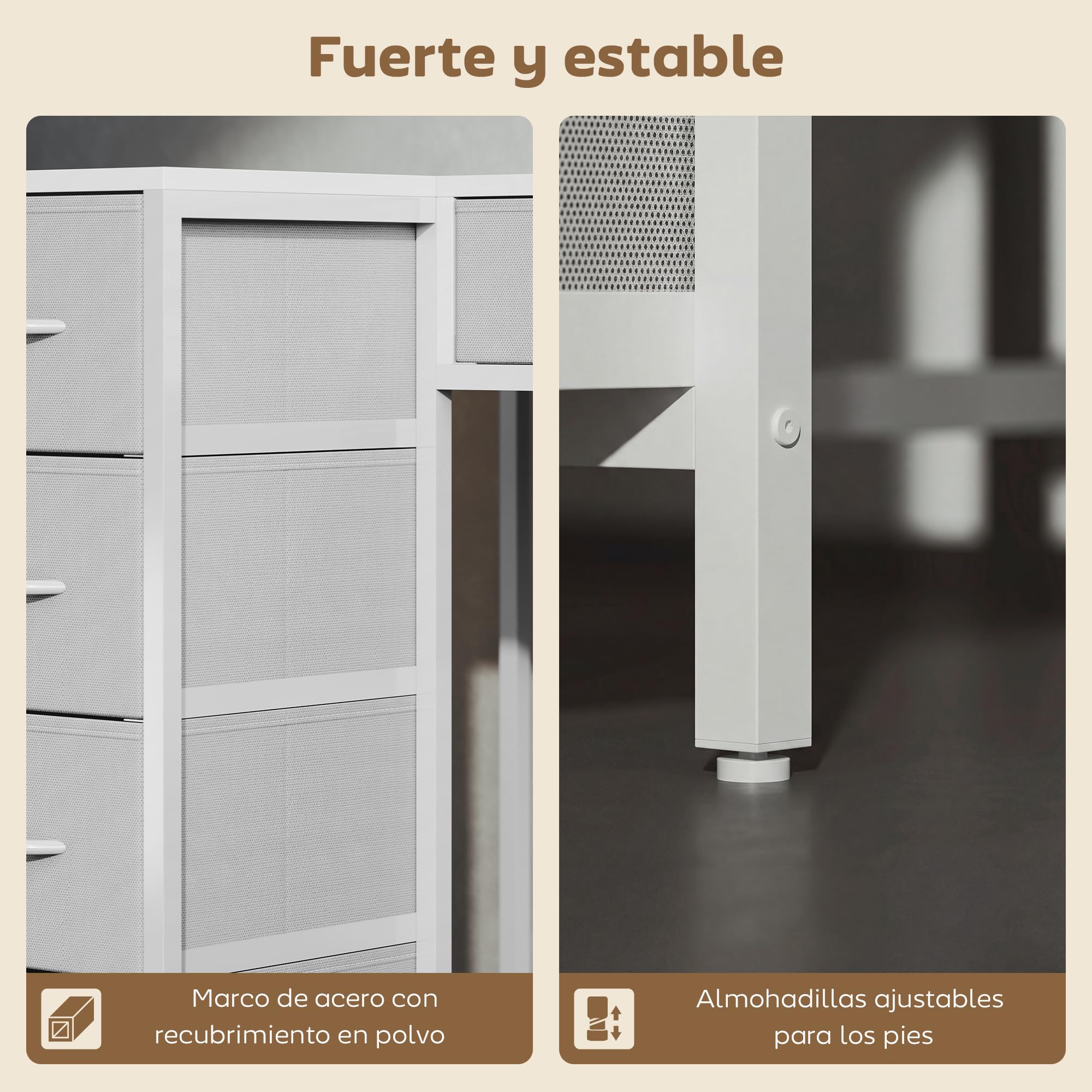 HOMCOM Escritorio Esquinero Reversible con 6 Cajones Tela 126x48 cm Blanco