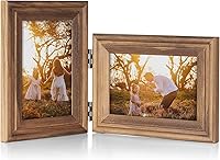 Vista 36 de Marco de fotos de madera doble con bisagras de 5 x 7 pulgadas horizontal y vertical en gris, pantalla de 4 x 6 pulgadas con paspartú o 5 x 7