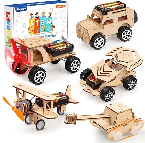 Poraxy Kits STEM 5 en 1 para niños de 8 a 10 años, proyecto de construcción científica para 8 a 13 años, kit de modelo de automóvil, juguetes STEM