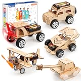 Poraxy 5 in 1 STEM Kits for Kids Age 8-10&comma; Science Building Project Craft for 8-13&comma; Model Car Kit&comma; STEM Toys for Boys Girls Age 8-12&comma; Wooden 3D Puzzles&comma; Birthday Gifts for 6 7 8 9 10 11 12 13 Year Old
