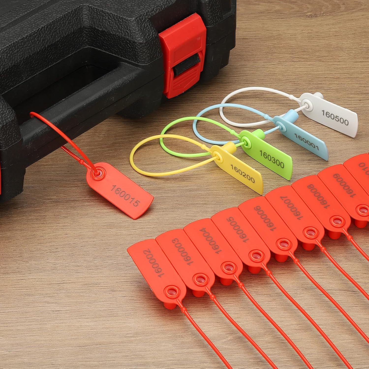 PATIKIL 500個 プラスチック封印 プラスチックセキュリティシール使い捨て番号付きジップタイ安全タグケーブルラベル自己ロック