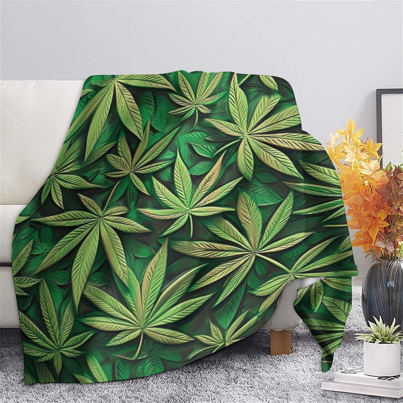 Coperta morbida in pile di flanella con foglie di palma, regalo di compleanno per amici, famiglia, regalo di Natale per amici per parenti, coperta natalizia per divano e letto, 150 x 200 cm