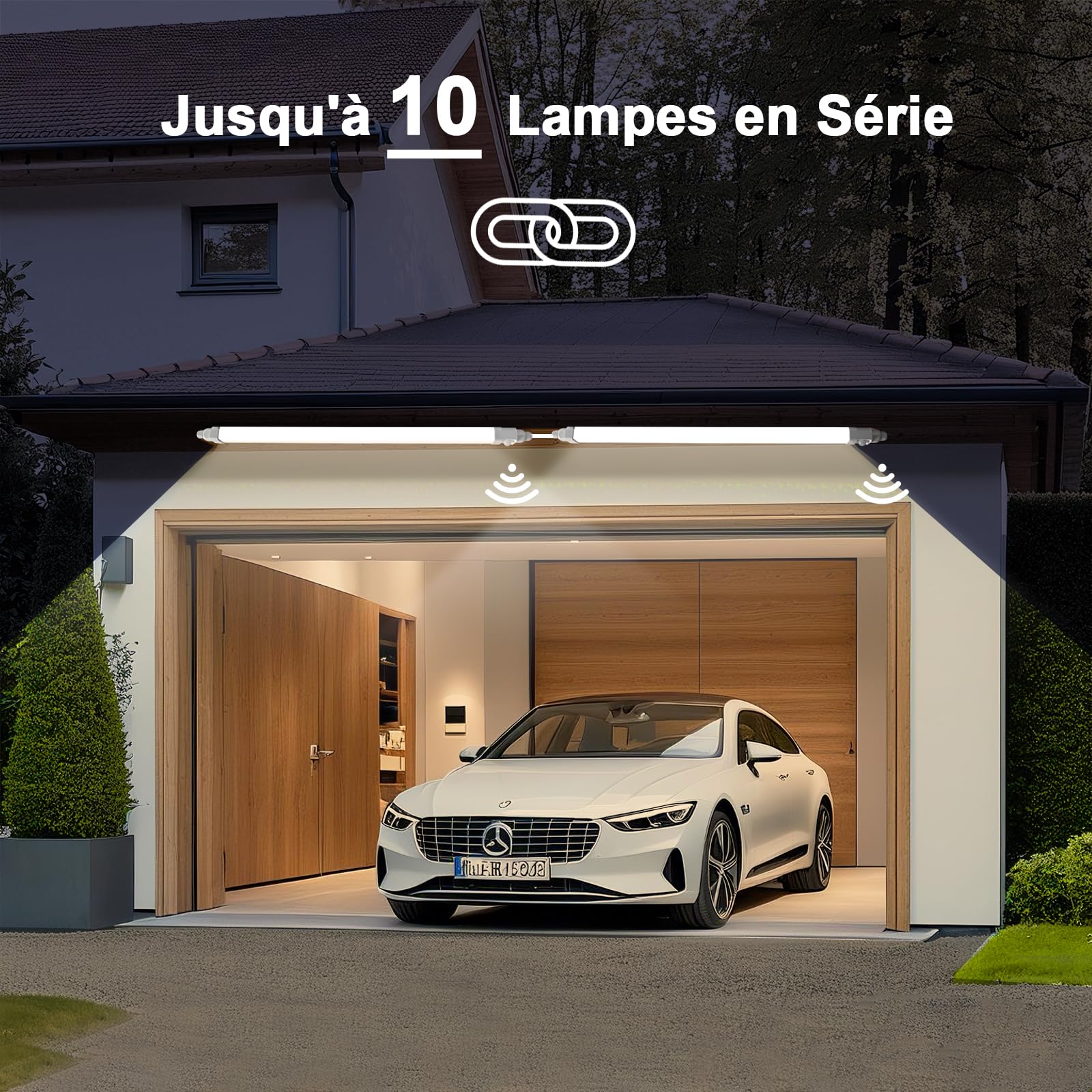 Neon LED 120 cm avec Detecteur de Mouvement 36W 3600LM Tube LED Sensor Lampe Linkable Luminaire Plafonnier Reglette LED Blanc Neutre 4000K IP65
