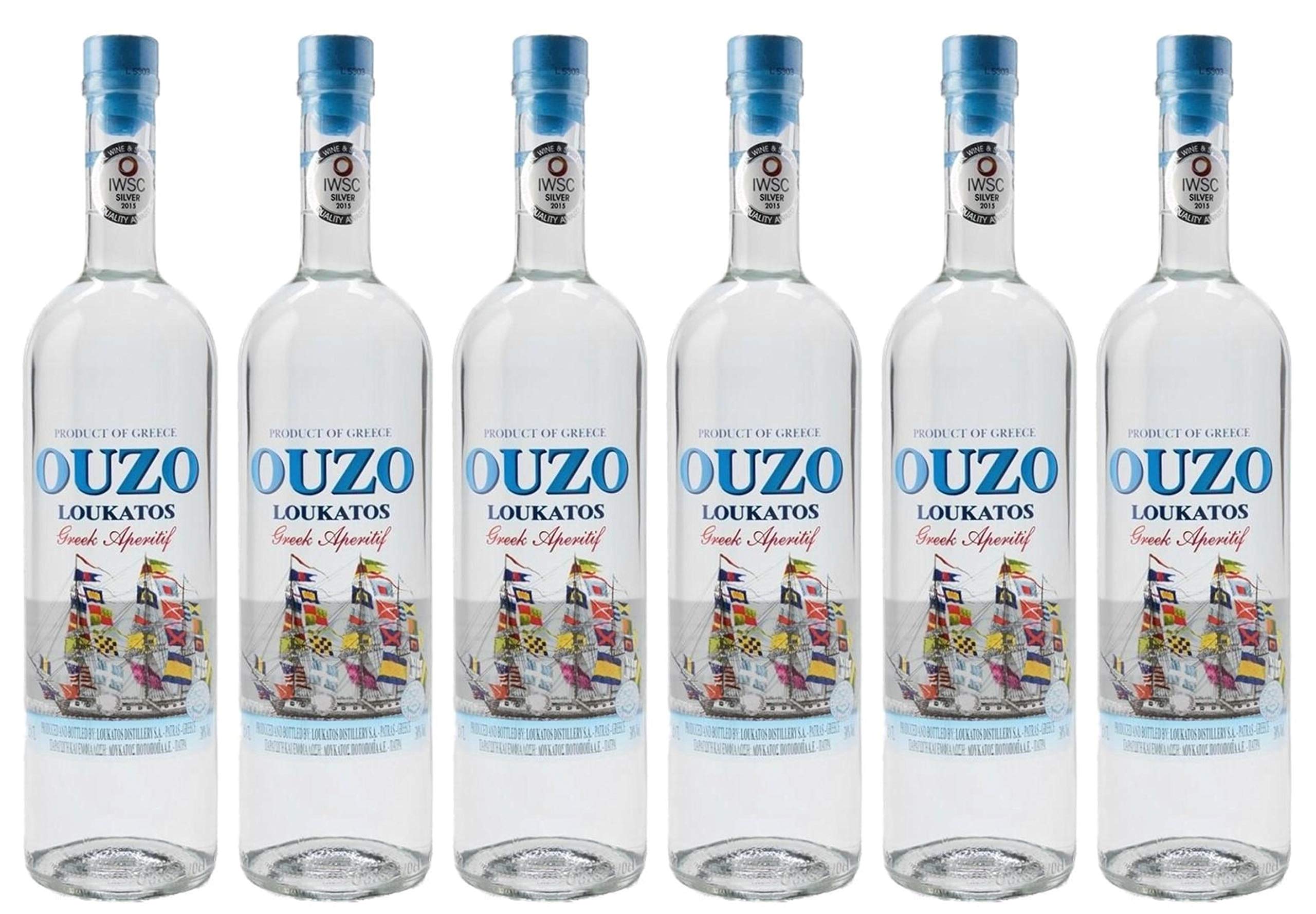 Ouzo Loukatos 6x 0,7l 38% Vol. | Milder Ouzo aus Patras | + 20ml Jassas Olivenöl