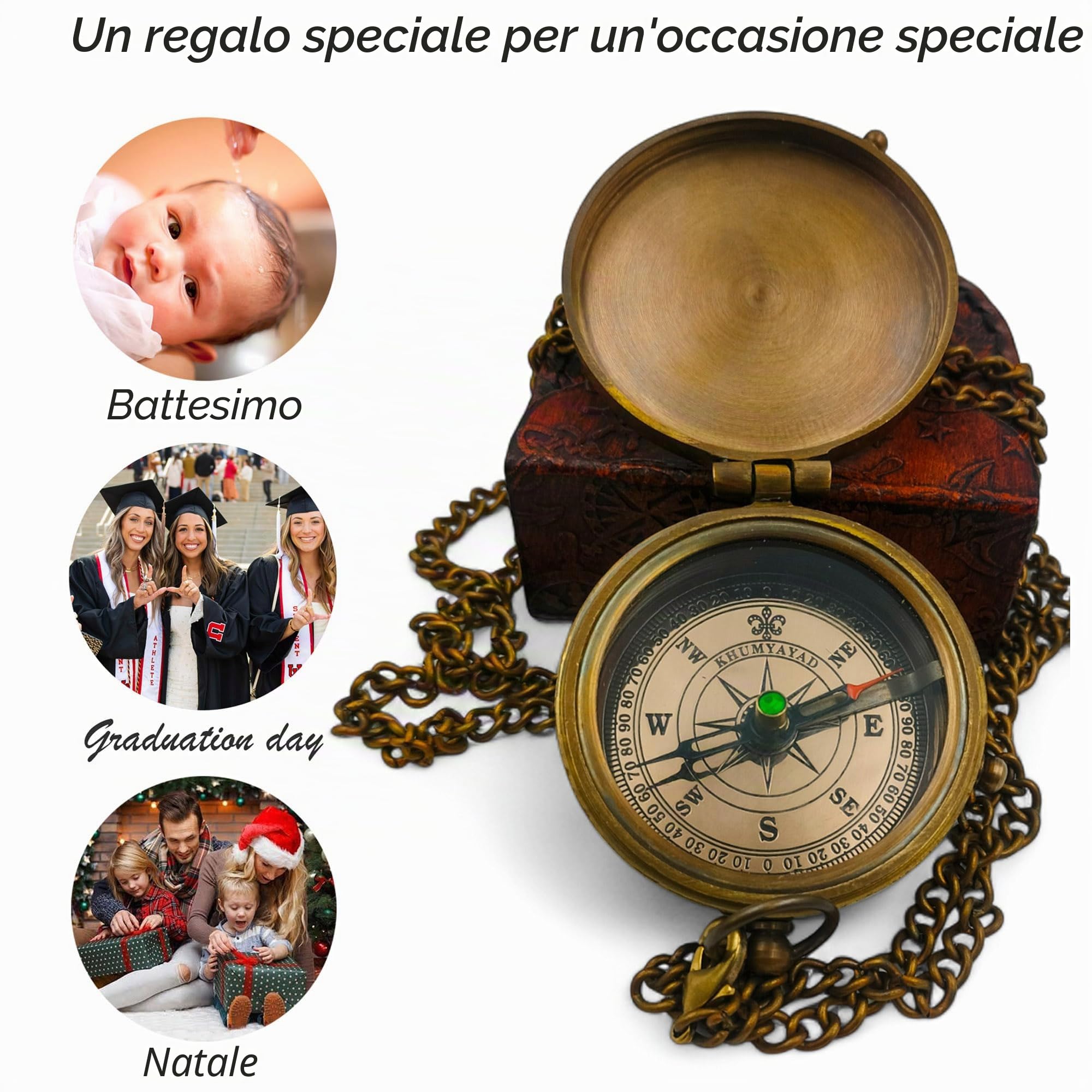 Bussola tascabile in ottone, realizzata a mano, completamente funzionale, bussola nautica anticata, bussola incisiva, bussola steampunk con custodia in pelle.