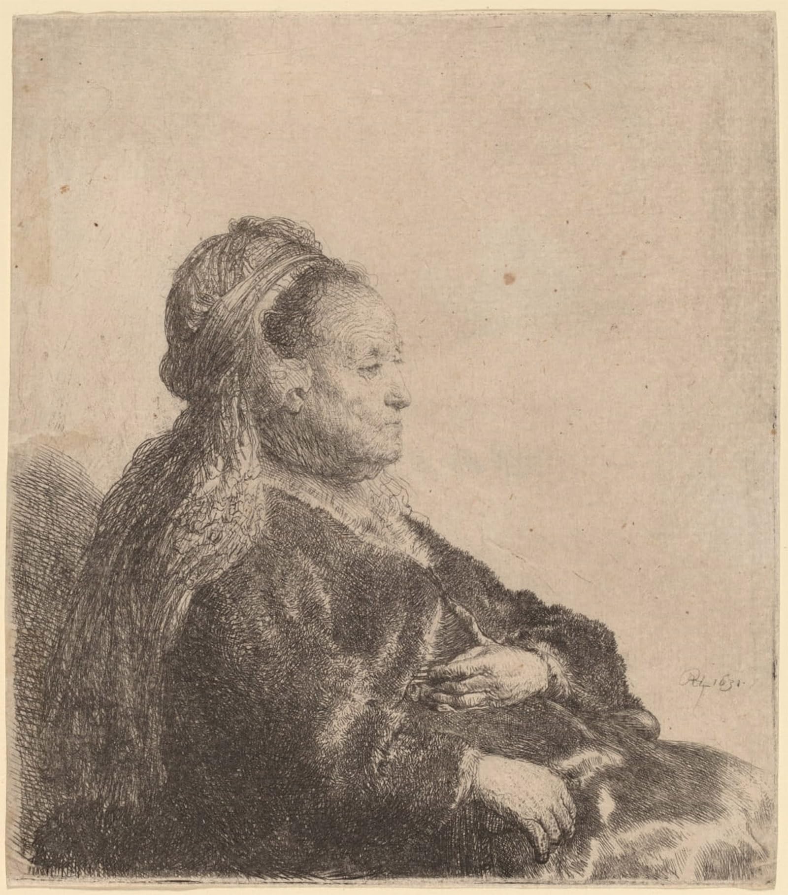 POSTERIIk Famous Print Pop Art Wall Art Graffiti The artist's mother seated, in an oriental headdress by Rembrandt van Rijn Art Prints for Home Decor 60x90cm