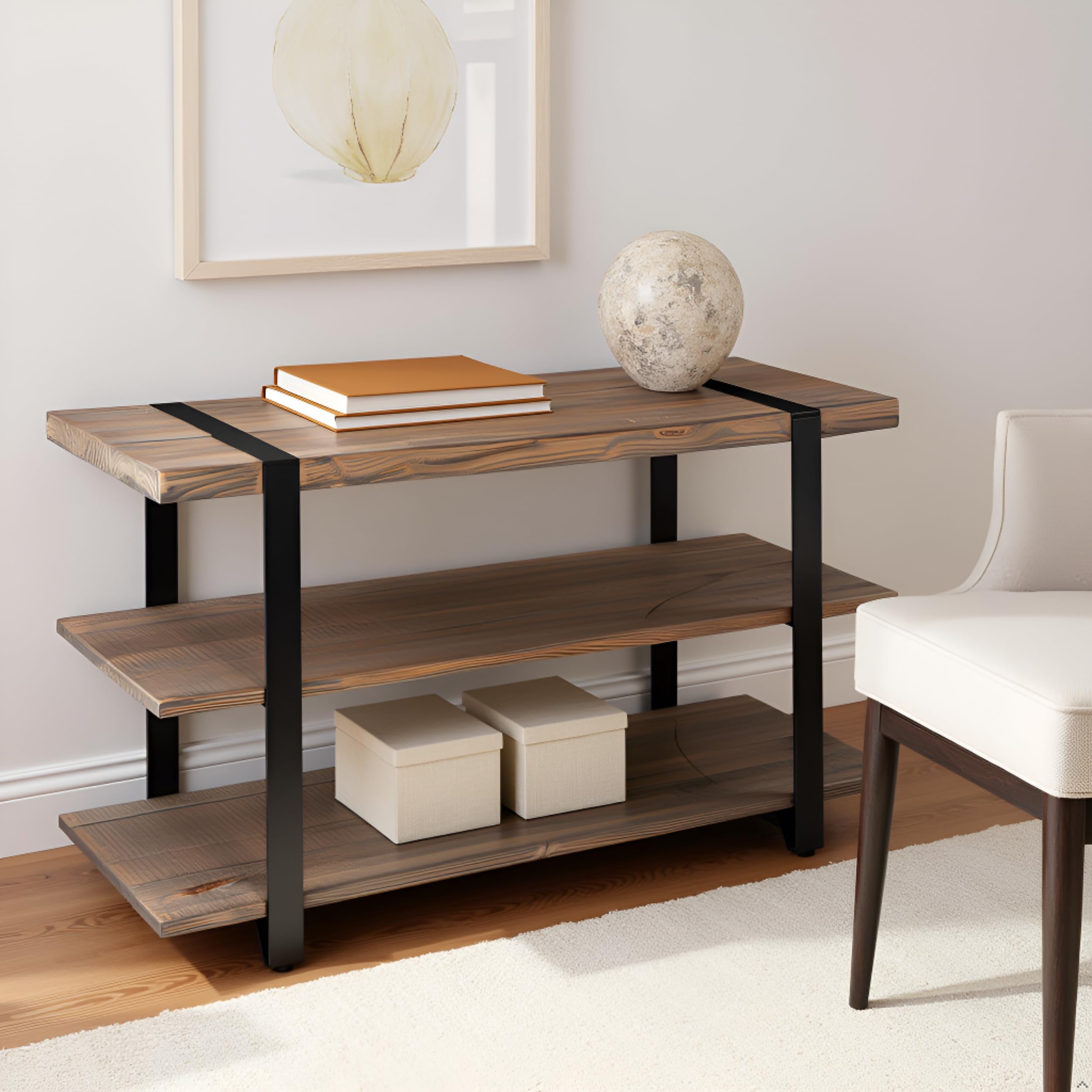 Amazon.com: Modesto Rustic Industrial 3-Tier Console Table – 48