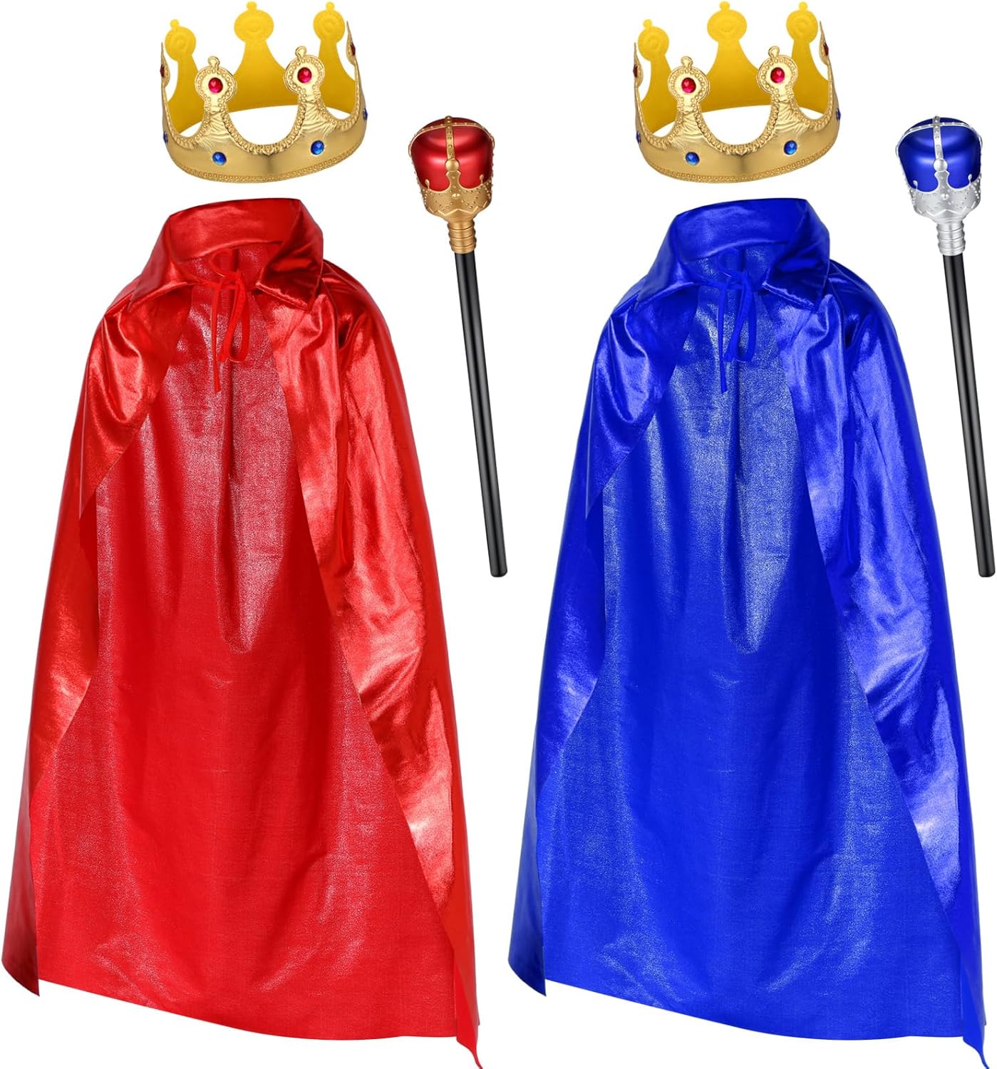 Tradder 6 Pcs King Robe Crown Scepter Set 2 King Cape Cloak