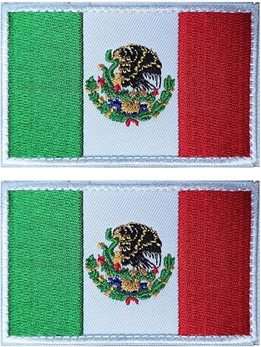 2 parches de bandera de México de AliPlus bordados tácticos militares con gancho y bucle
