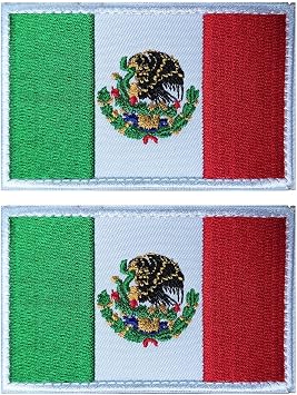AliPlus 2PCS Mexico Flag Patches Embroidered Morale Patch Hook and Loop
