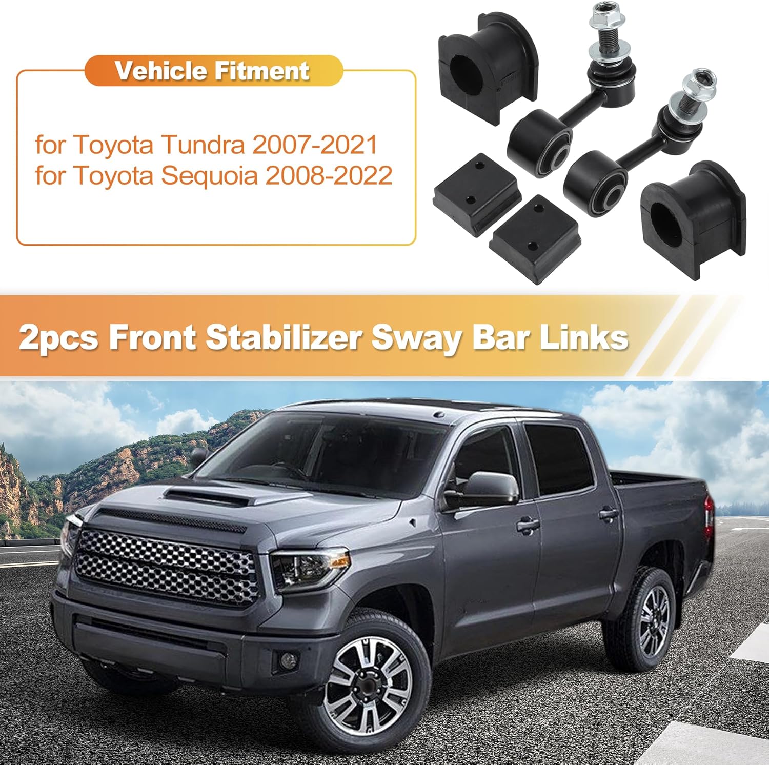 No.K750179/K750180/K201414 2pcs Front Sway Bar Links Stabilizer Link Kit Bushings Set for Toyota Tundra Sequoia 2008-2022 Suspension Kit