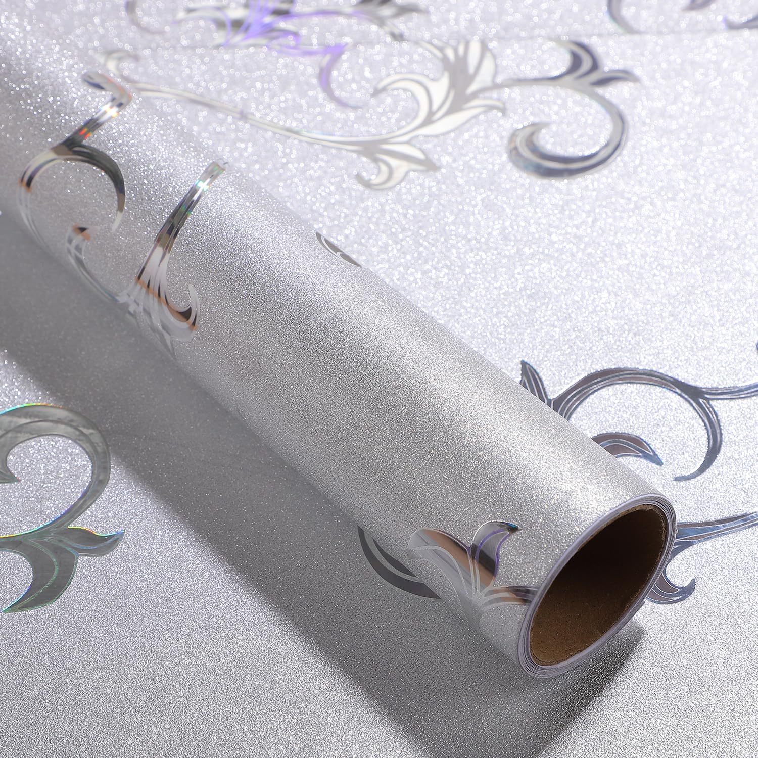 Peel and Stick Wallpaper? Boho Light Luxury Silver?Suitable for Background Foyer Wall Cabinets Wallpaper Self-Adhesive Waterproof (Silvery-SYLTY, 11.8 inches X 118.1 inches) silvery-SYLTY 11.8" x 118.1"