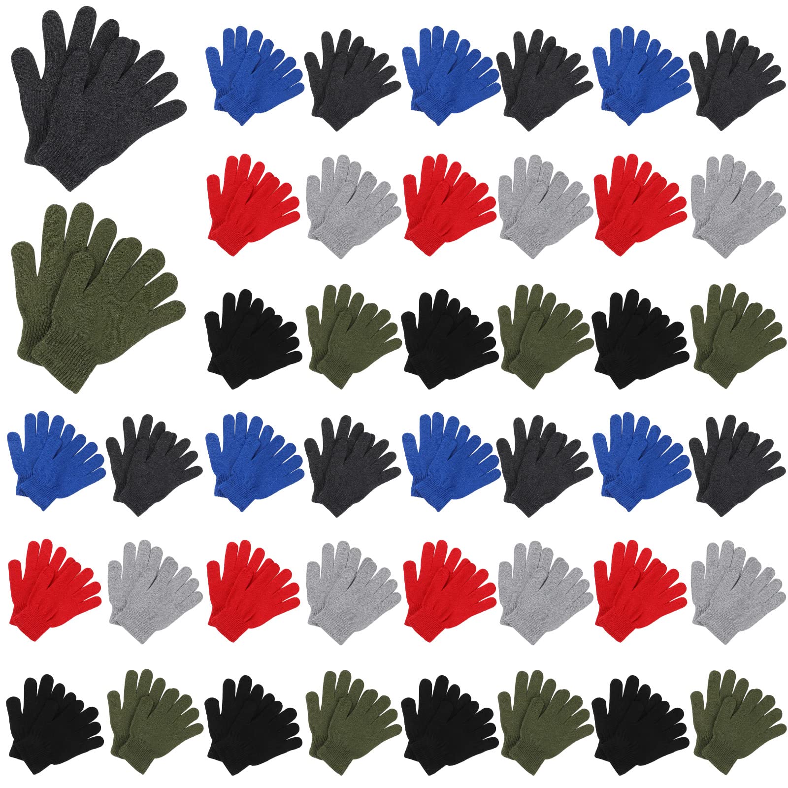 Handepo 100 Pair Winter Knit Gloves Bulk for Adults