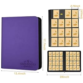 Trading Card Binder 16 Pocket, Foalgo PU Cover Card Binder for 1000+ Cards, Premium Trading Card Holder Folders, Double Sided Pocket Card Album for MTG, TCG (Purple)