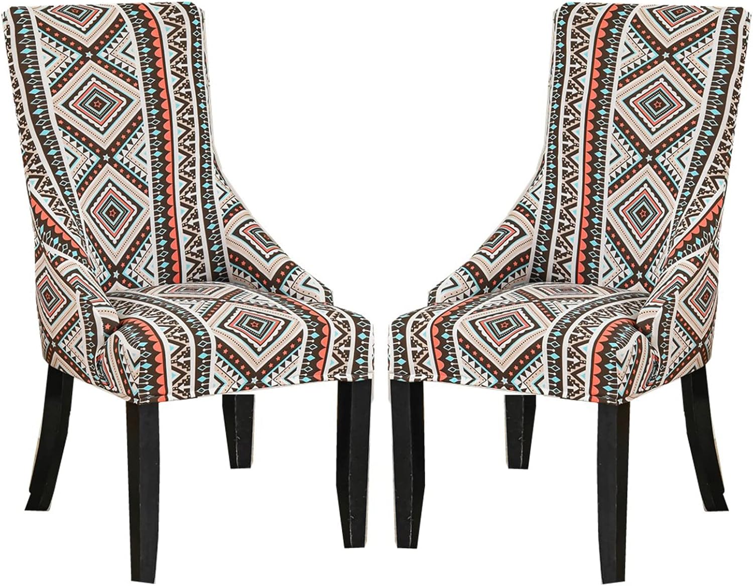 2 Pieces Stretch Wingback Chair Cover Printed Sloping Armchair Cover Arm Dining Chair Covers Sloping Side Chairs Slipcovers for Dining Room Banquet Home Decor
