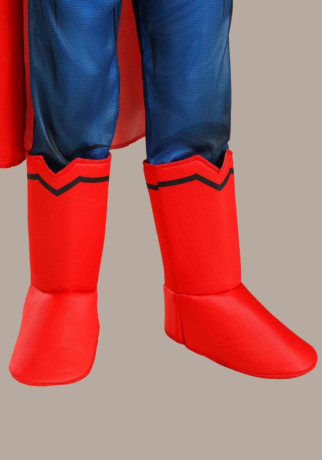 DC Comics Deluxe Superman Kids Costume with Cape, Muscle Padded Jumpsuit & Holographic "S", Boot Covers & Belt