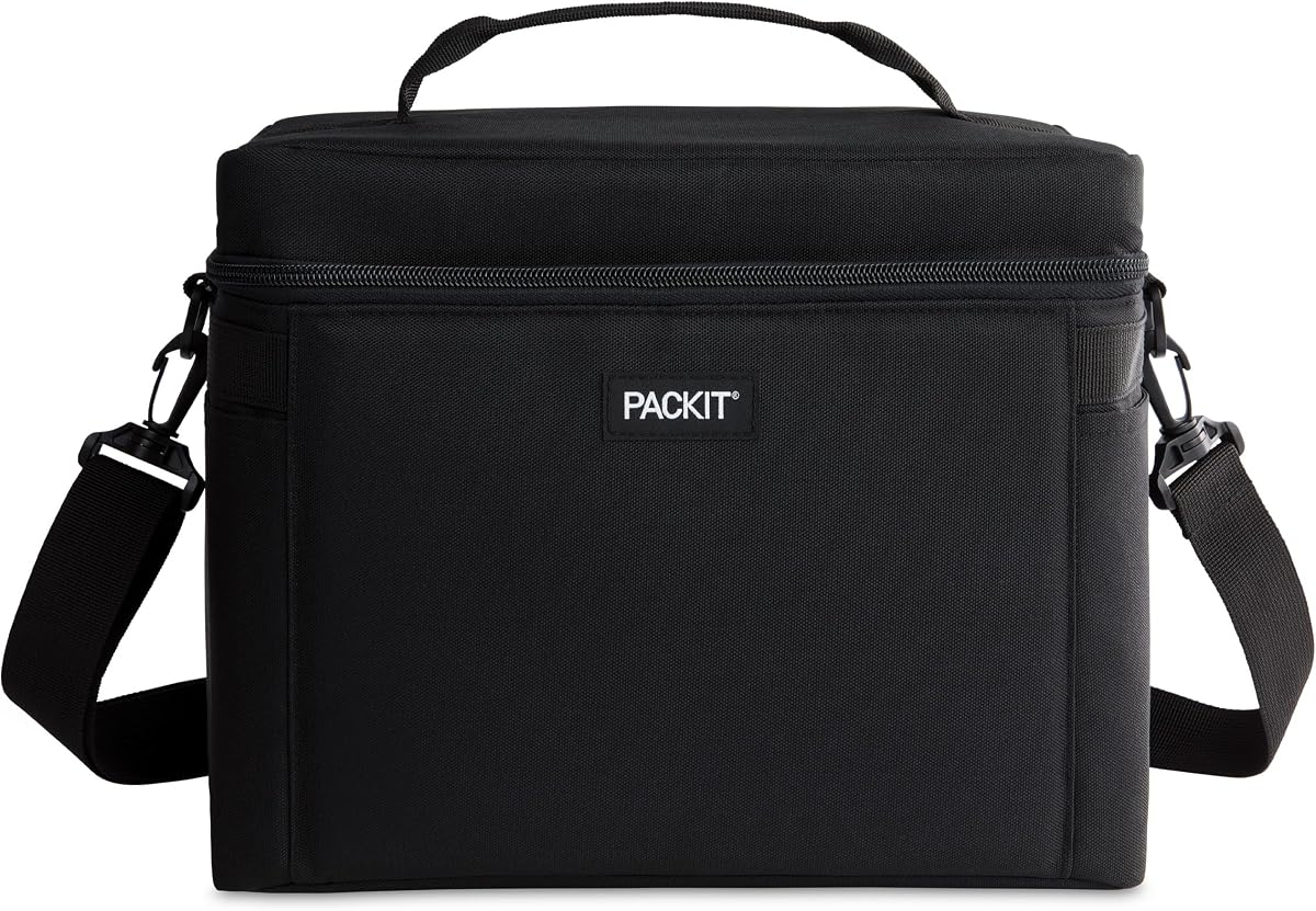 Freezable Newport Cooler, Collapsible, Reusable, Built with ECOFREEZE Technology, Wide Top Opening, Double Zip Closure, with Adjustable & Removable Shoulder Straps for Easy Carrying