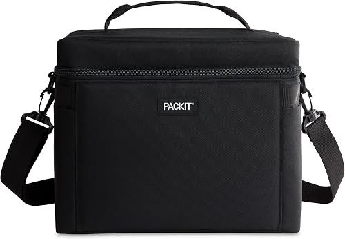 PackIt Freezable Newport Cooler, Collapsible, Reusable, Built with ECOFREEZE Technology, Wide Top Opening, Double Zip Closure, with Adjustable & Removable Shoulder Straps for Easy Carrying