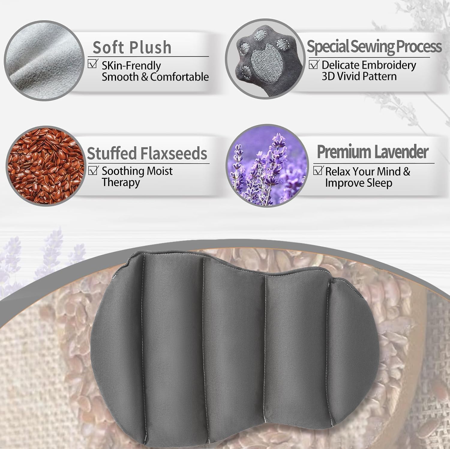 Microwave Heating Pad for Cramps Pain Relief, 17 * 9'' Moist Microwavable Stuffed Animal Period Menstrual Heating Pads for Cramps, Back, Neck Shoulder and Knee- Siamese Cat - Image 4