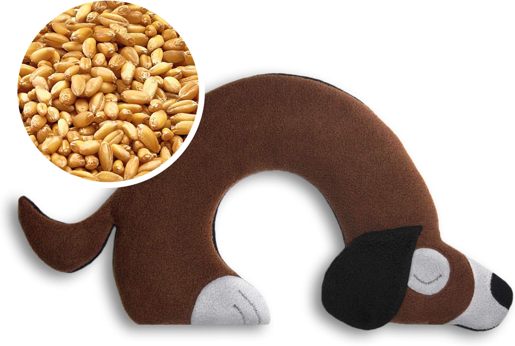 LeschiWheat Bag microwavable, unscented/Heat Pack for Neck and Shoulders/Animal: Dog Bobby, Brown