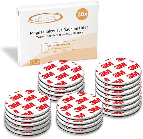 Miniatura 9 de ECENCE 3 almohadillas adhesivas magnéticas para detector de humo de Ø 1.969 in - Montaje rápido y seguro - Sin taladrar ni tornillos - Protección