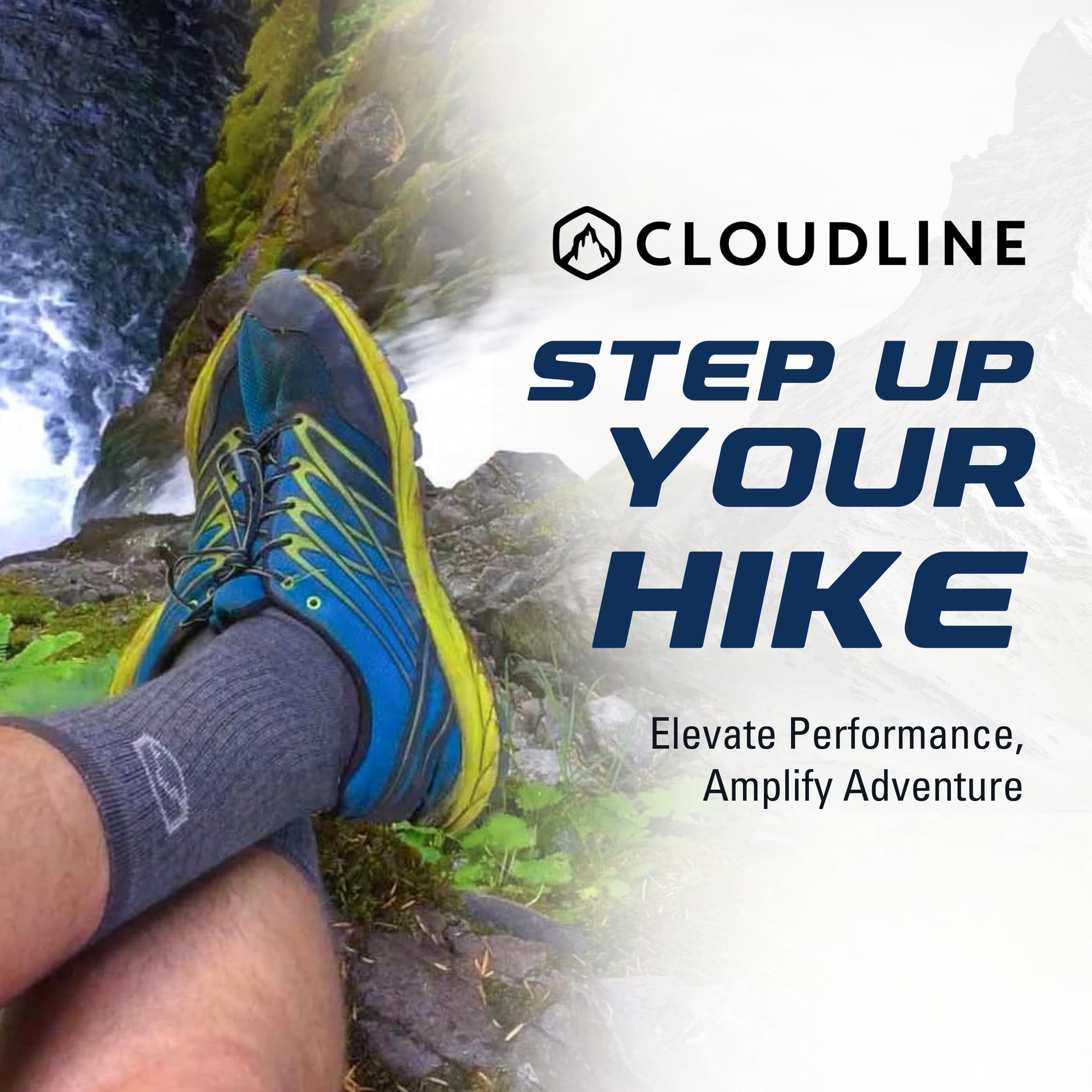 CloudLine - Calcetines de senderismo de lana merino para hombres y mujeres, acolchados ligeros, lana merino, sin costuras, absorben la humedad y son transpirables
