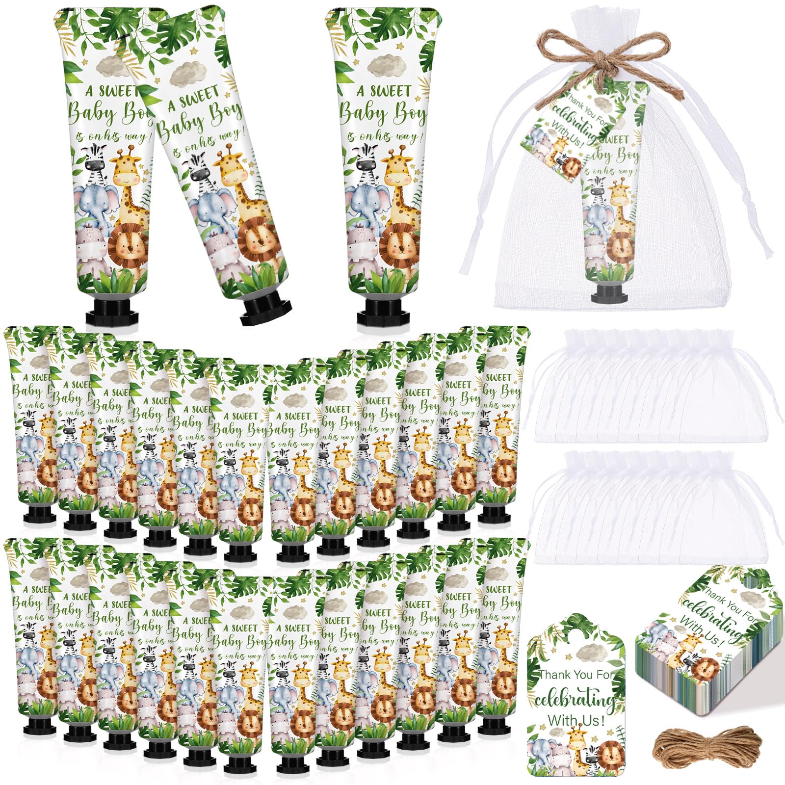 Dansib 48 Sets Baby Shower Hand Cream Party Favors for Guests Gift Bulk Travel Size Hand Lotion Set for Baby Shower Wedding Christmas(Animals)