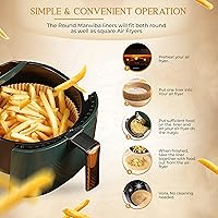 Vista 4 de Marwiba - Forros desechables para freidora de aire, 120 unidades, de 2 a 5 cuartos de galón con cepillo de aceite, forros de papel desechables