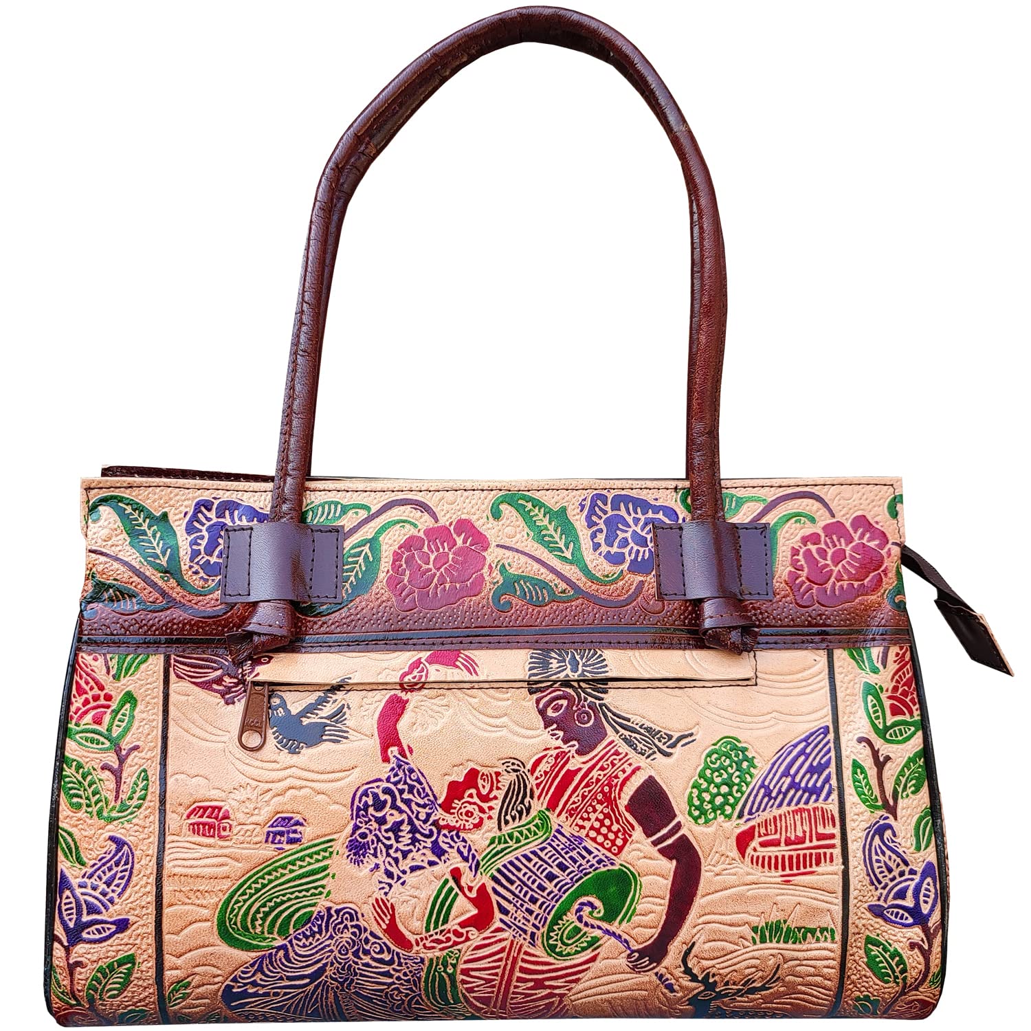 ANANYA LEATHER HANDICRAFT Shantiniketan Genuine Leather Traditional Human Printed Shoulder Bag Purse for Women (ALH_485) (B09V5WFFJP) Amazon Price History, Amazon Price Tracker