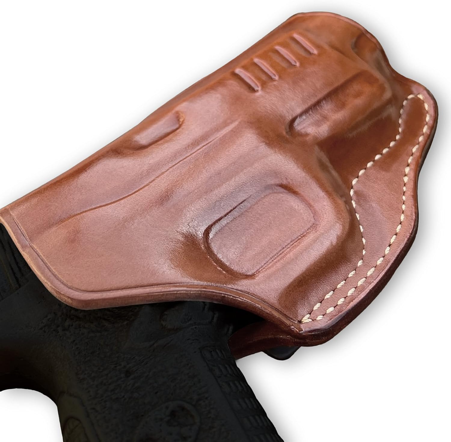 Masc Premium Leather OWB Paddle Holster with Open Top Fits, FNH 5-7 FNH & FNS 9/40 FNX 45 FN P9, Right Hand Draw, Brown Color